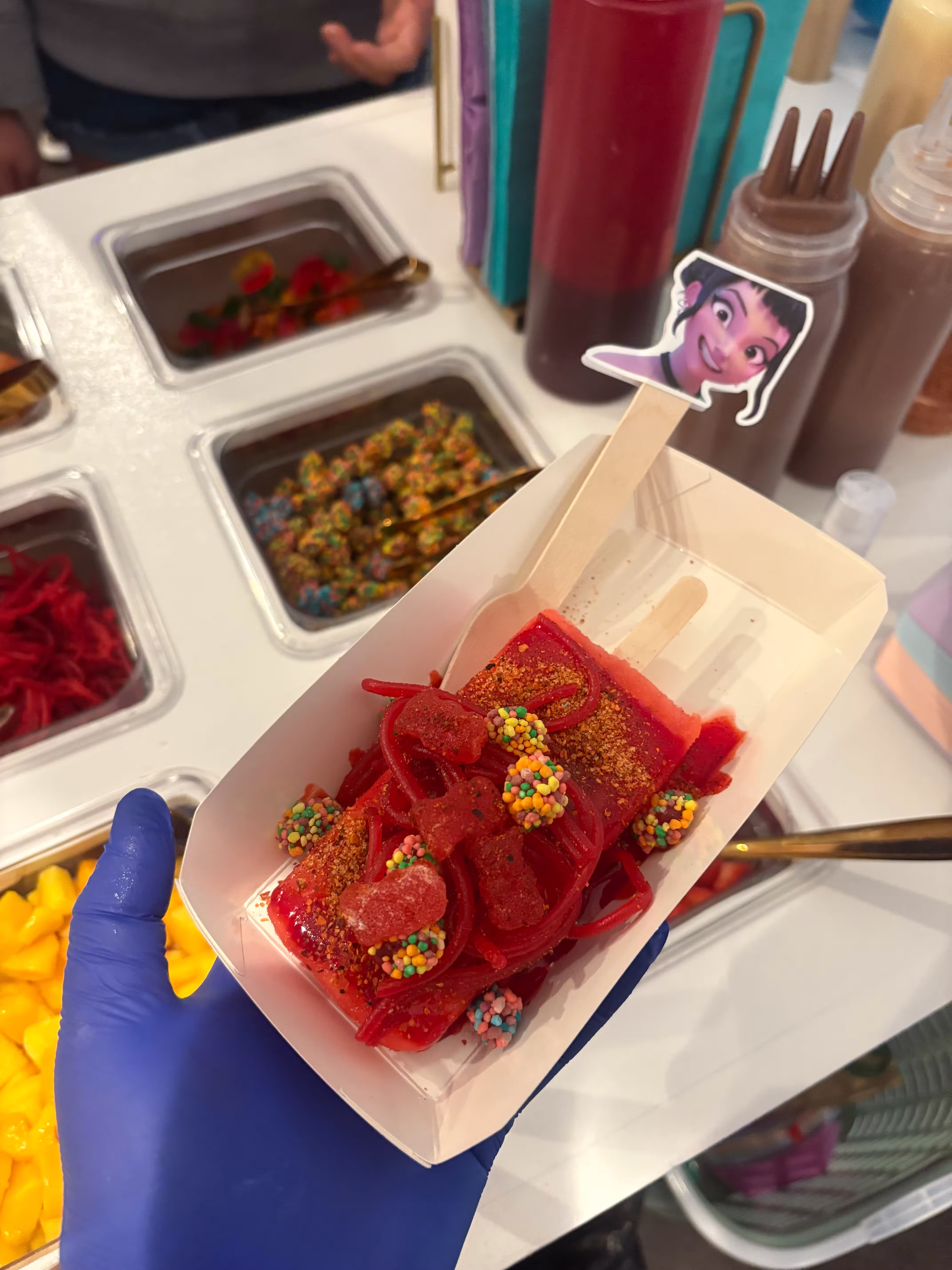 Paletas locas with colorful toppings