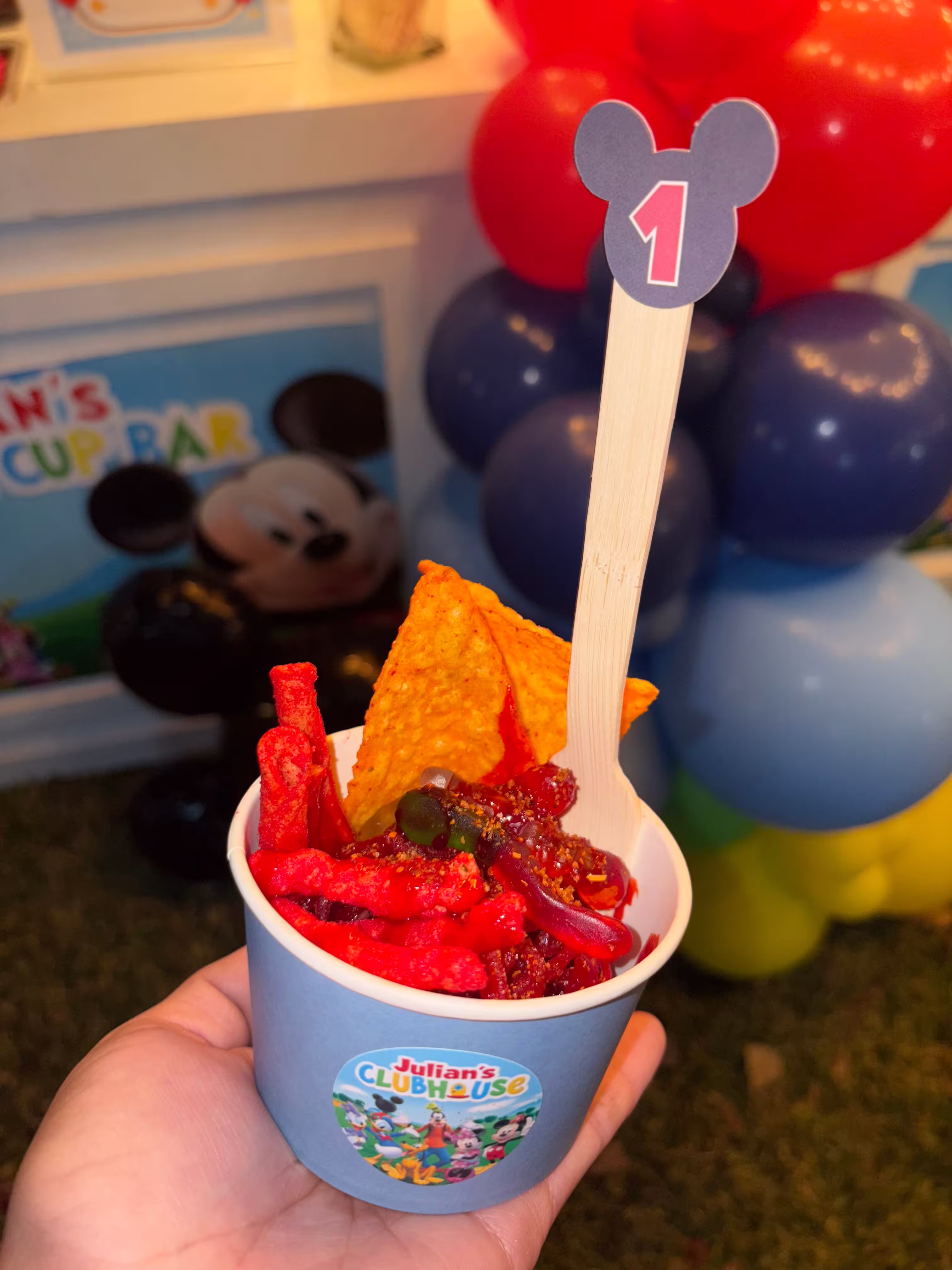 Snack cup with chamoy